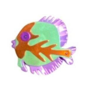 Vintage 1987 Alex Fish Brooch With Multicolor Metal Accents 1.5” X 1.75”